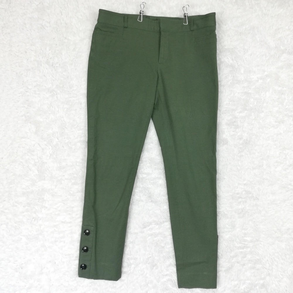 Banana Republic Womens Pants Sloan Ankle Olive Green Button Hem Utility 4